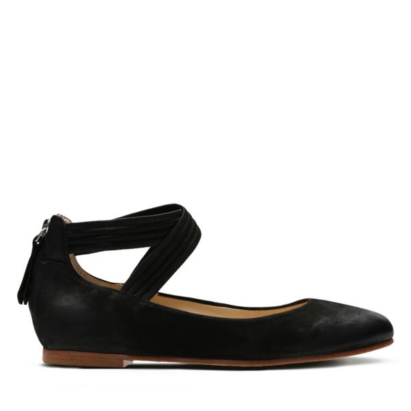 Clarks Womens Grace Anna Flat Shoes Black | USA-7491083